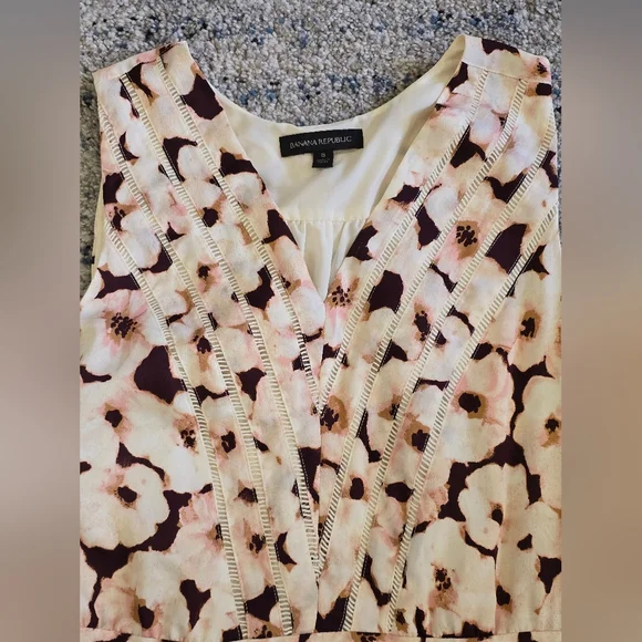 Banana Republic Purple and Cream Fit and Flare Midi Dress V-neck - Picture 3 of 6